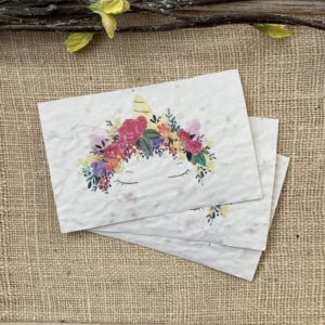 Licorne fleurie – lot de 10 mini cartes – Fleurs sauvages