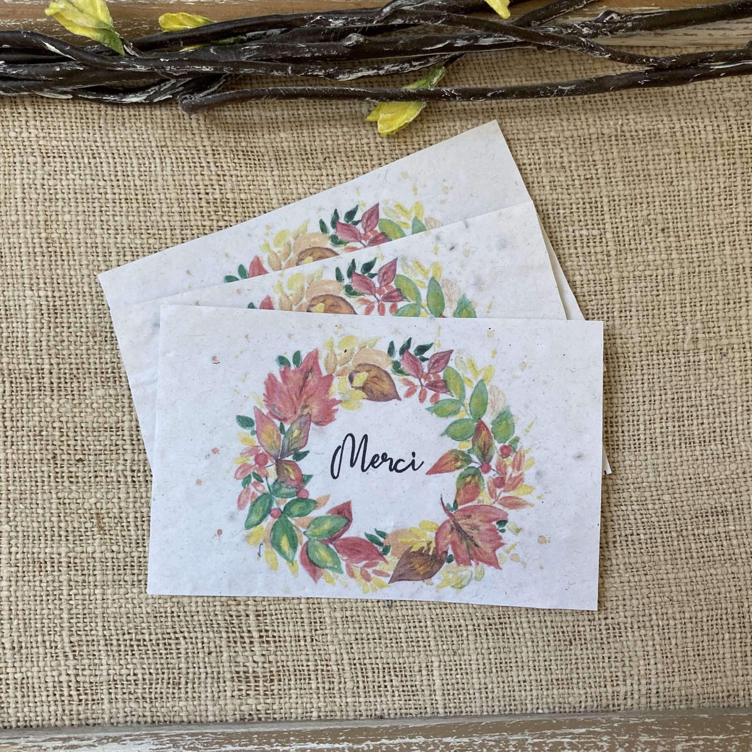 Merci automne – lot de 10 mini cartes – Fleurs sauvages
